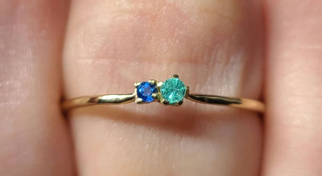 美しいブルーの共演!!★バターリャパライバトルマリン&アウイナイトリング18K★