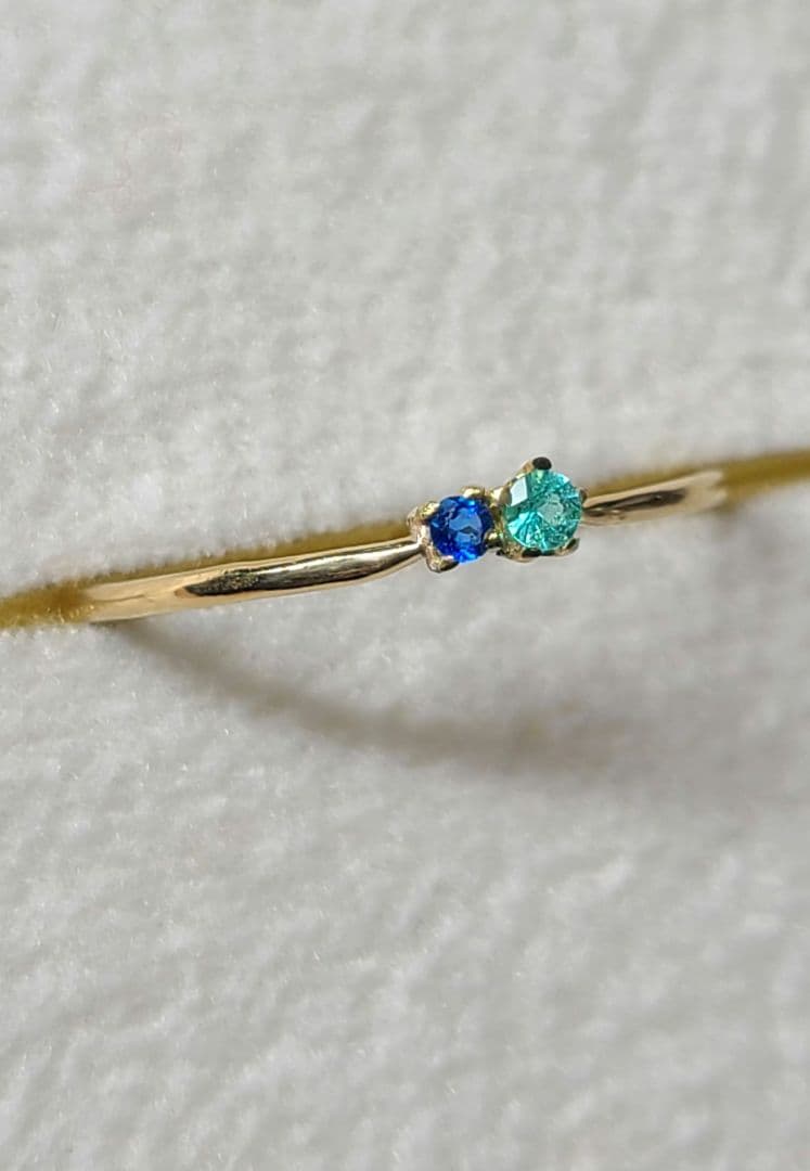 美しいブルーの共演!!★バターリャパライバトルマリン&アウイナイトリング18K★