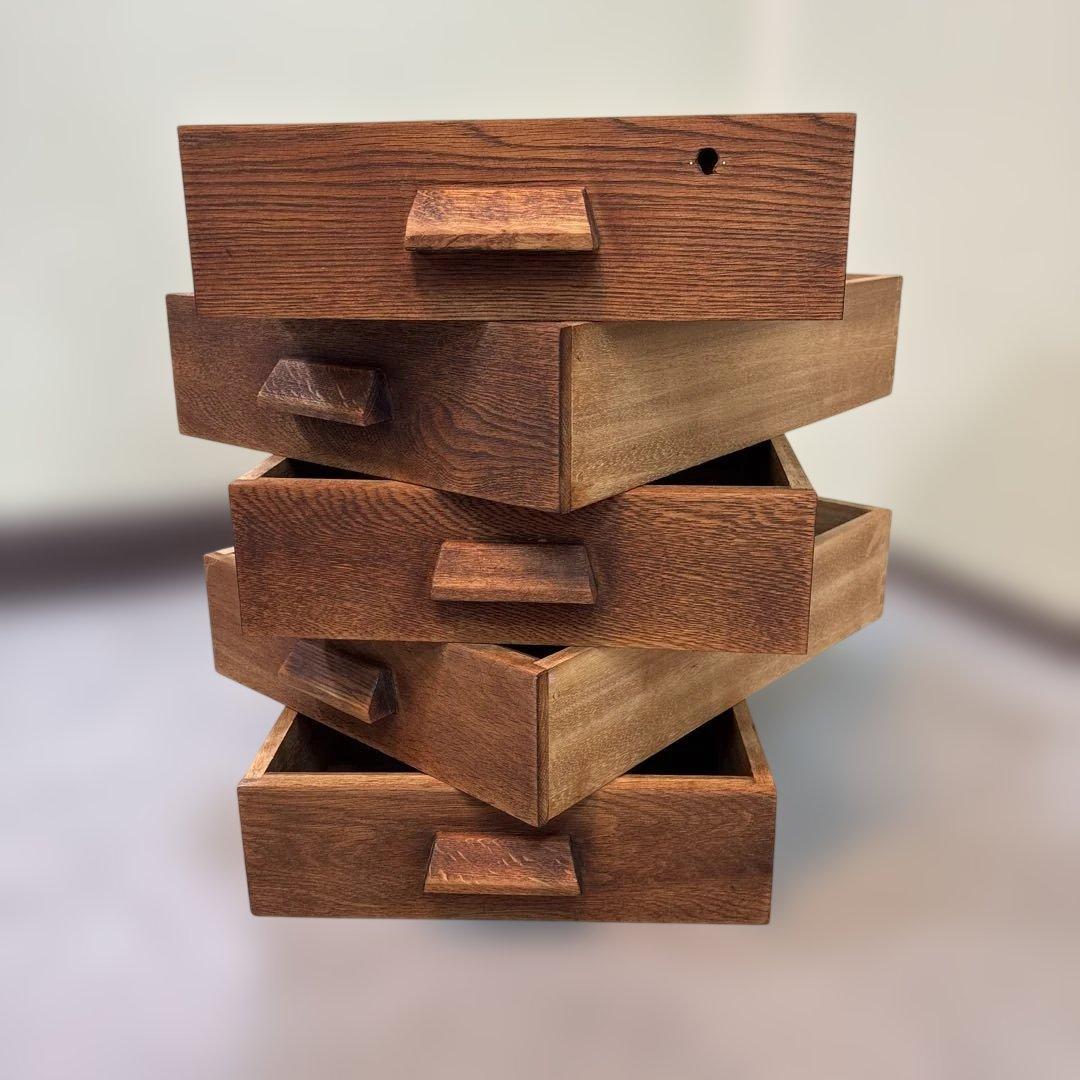 昭和レトロ 木製 5段引き出し｜無垢材 チェスト 大型ラック｜木製取っ手 古道具