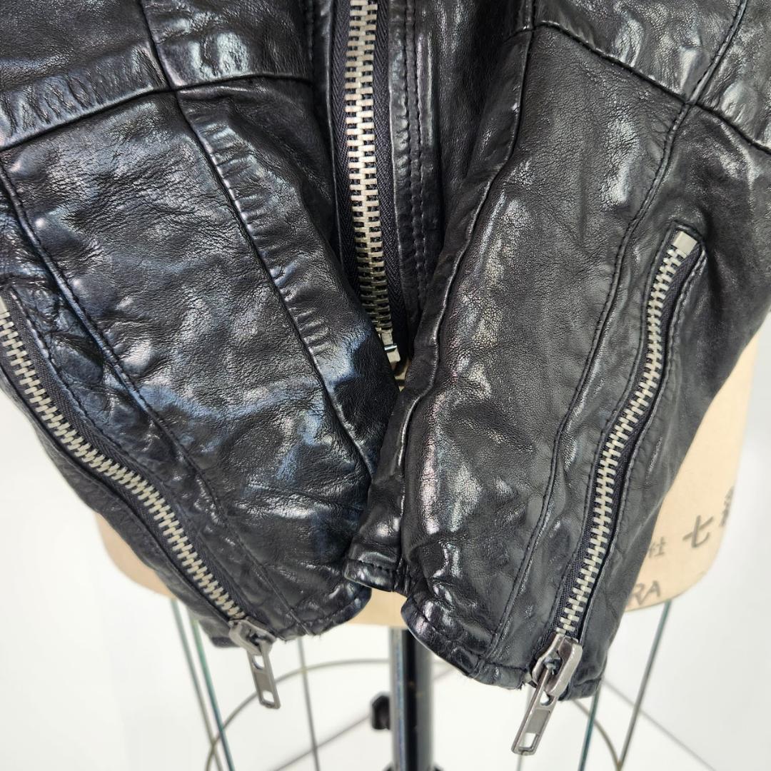 DIESEL ディーゼル シングルライダース ブラック Sサイズ シープレザー