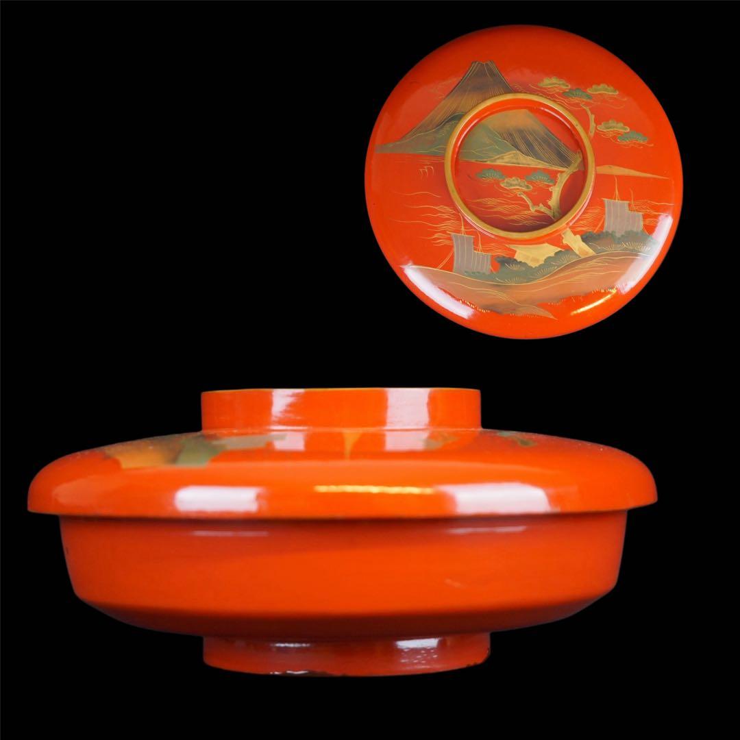 富士山 松蒔絵 大平鉢 木製漆器 箱付