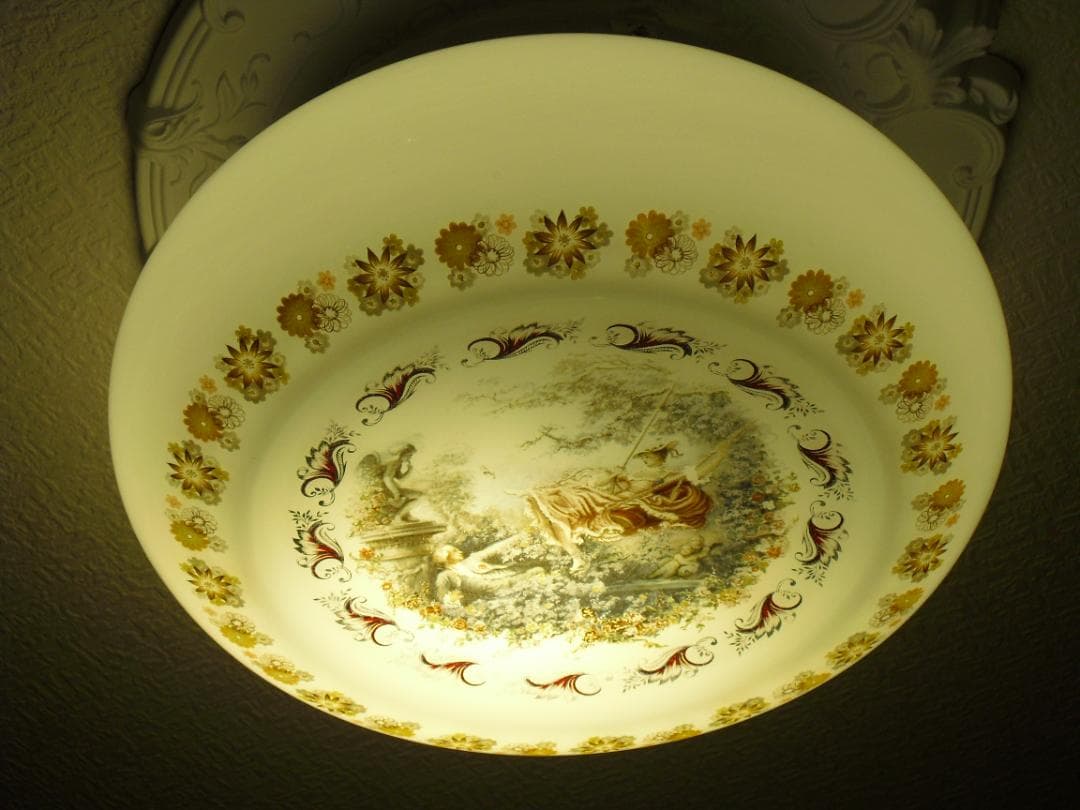 フランスアンティーク☆天井照明器具☆名画 フラゴナール「ぶらんこ」直径36㎝