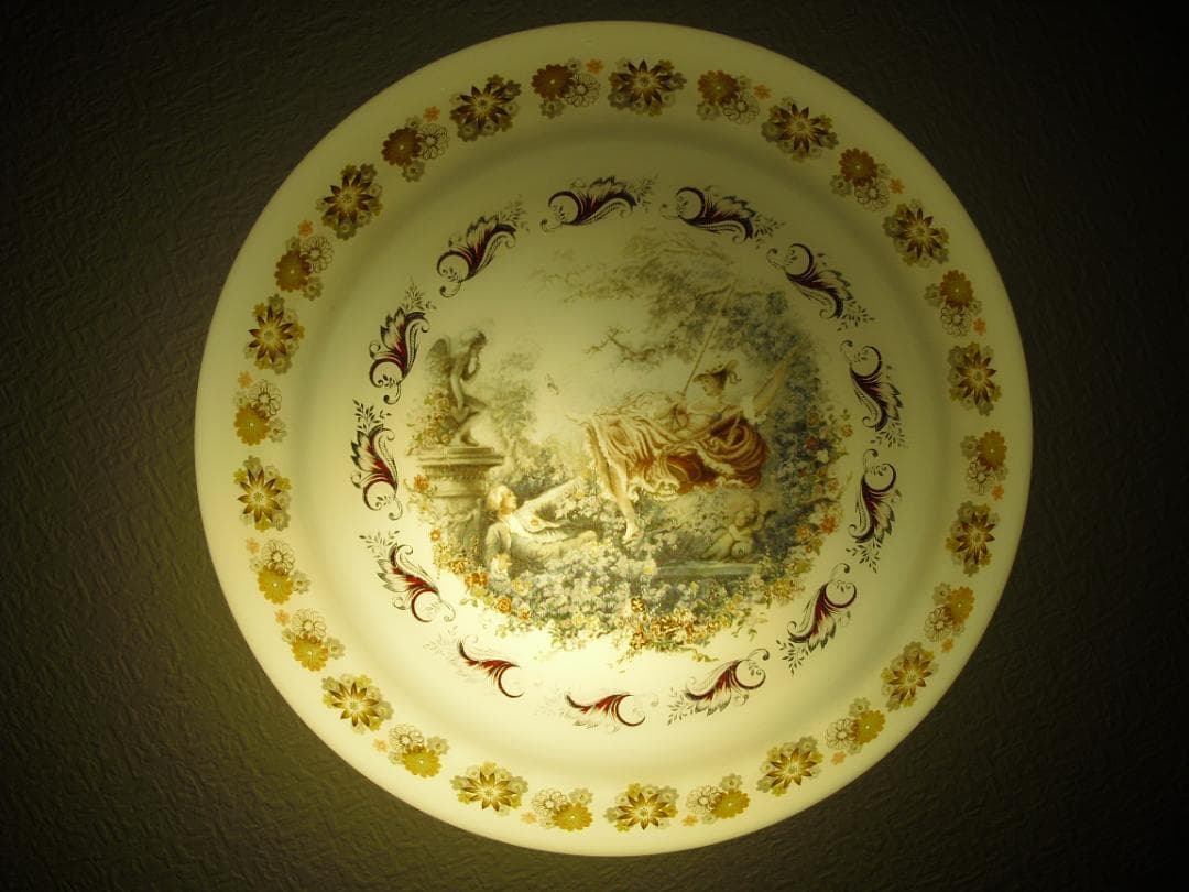 フランスアンティーク☆天井照明器具☆名画 フラゴナール「ぶらんこ」直径36㎝