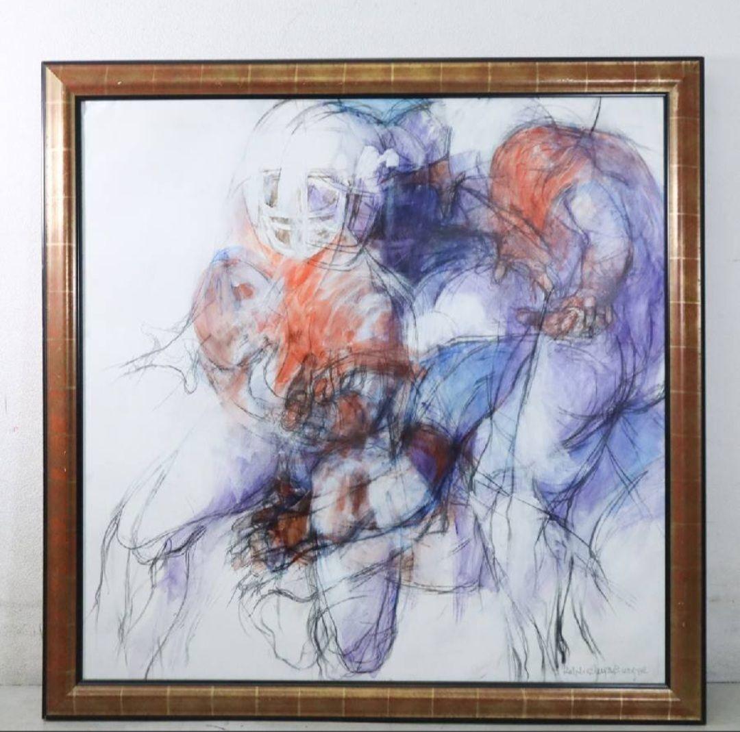 スイス画家ラルフ・アウグスブルガー、S50号の大迫力、躍動感溢れる抽象画の傑作。