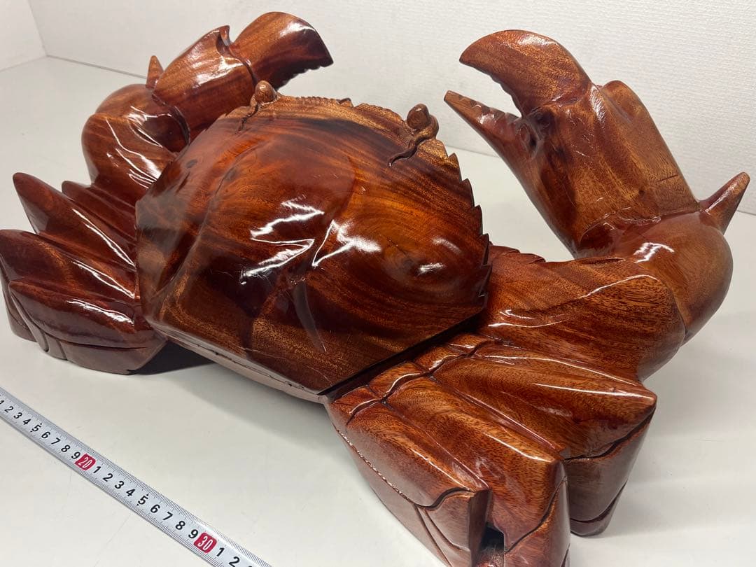 稀少 木彫り 大きい 蟹 カニ 木製 置物 木工 工芸品 飾り 隠し収納