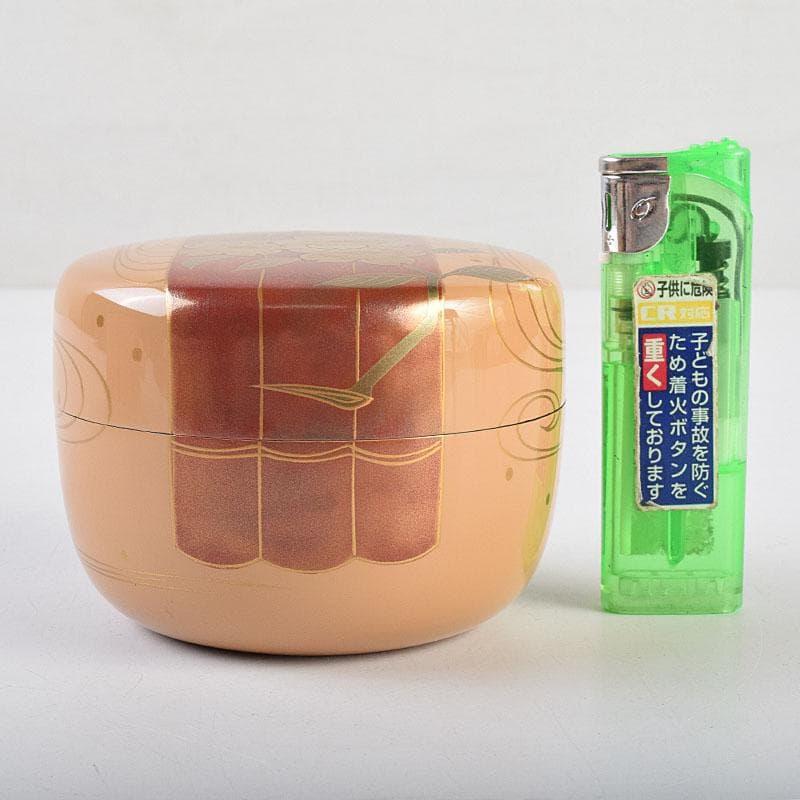 茶道具　加賀蒔絵師　中村宗尹作　白漆　花筏蒔絵　平棗　共箱　V　R9537