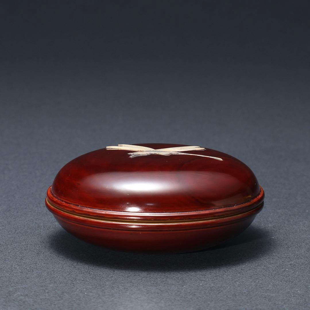 香合　青貝蜻蛉　川端近左　即中斎箱書・花押　共箱　R1493ダT