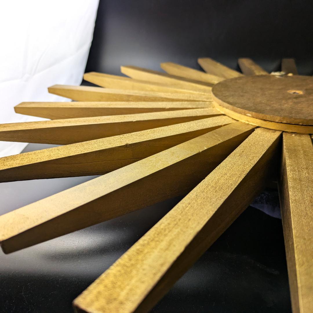 USA Artco社 木製サンバースト 金色 手巻掛時計 58cm ビンテージ