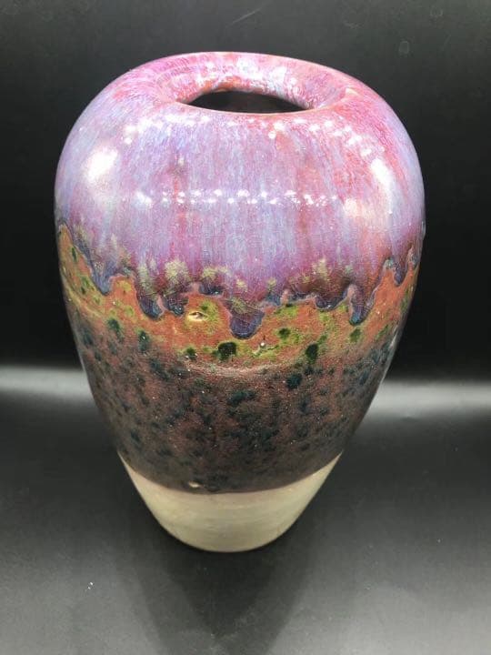 中国唐朝古玩，海鼠釉花瓶高約24.5cm