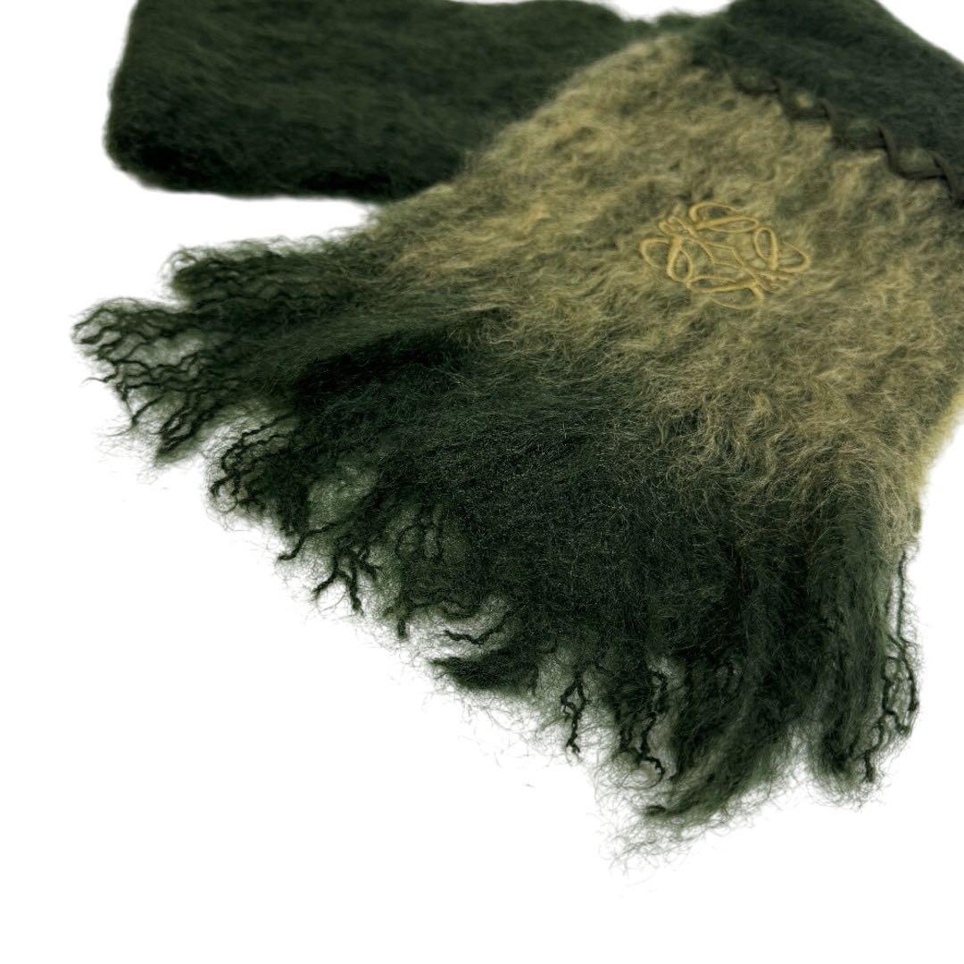 【美品】LOEWE モヘア マフラー＊グリーン