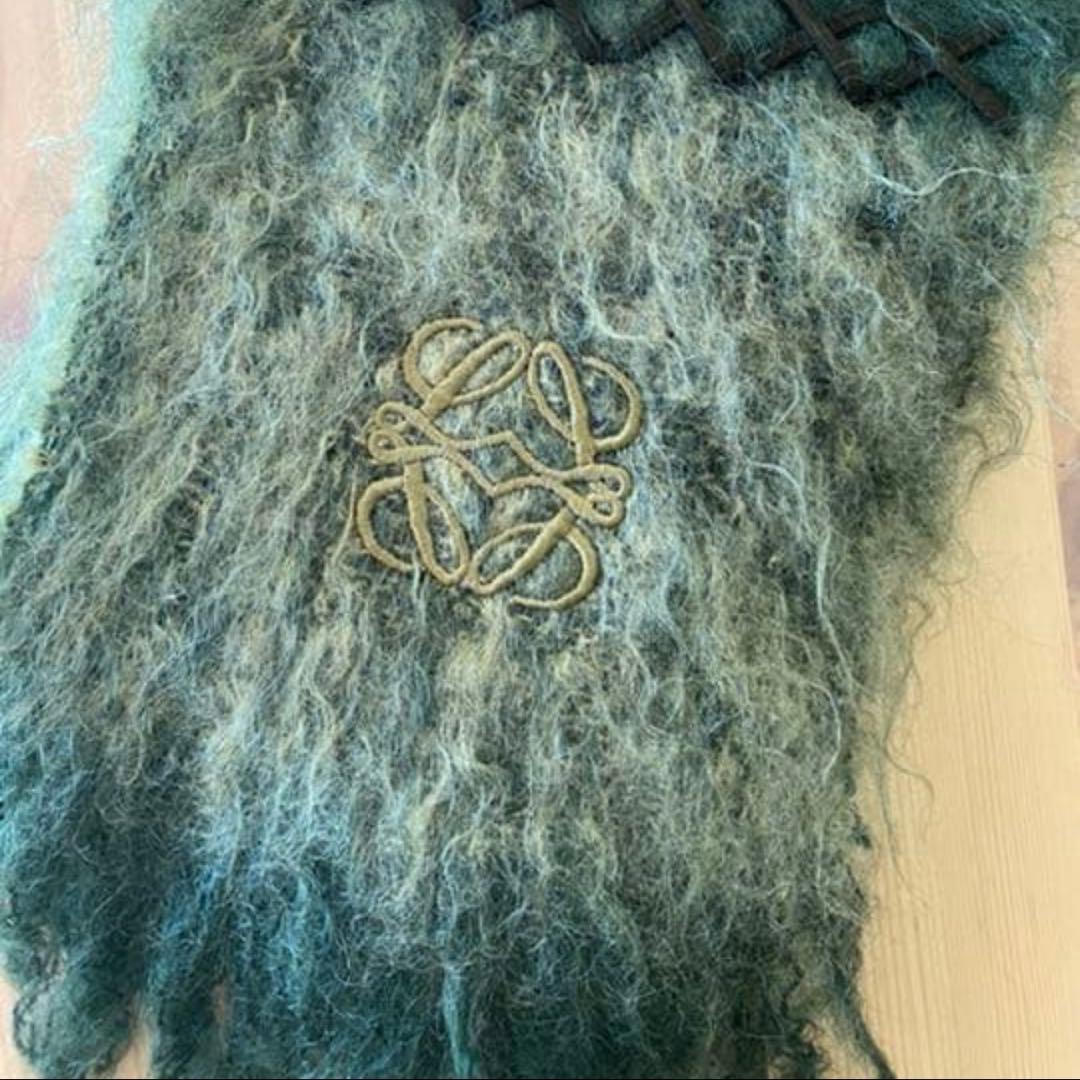 【美品】LOEWE モヘア マフラー＊グリーン