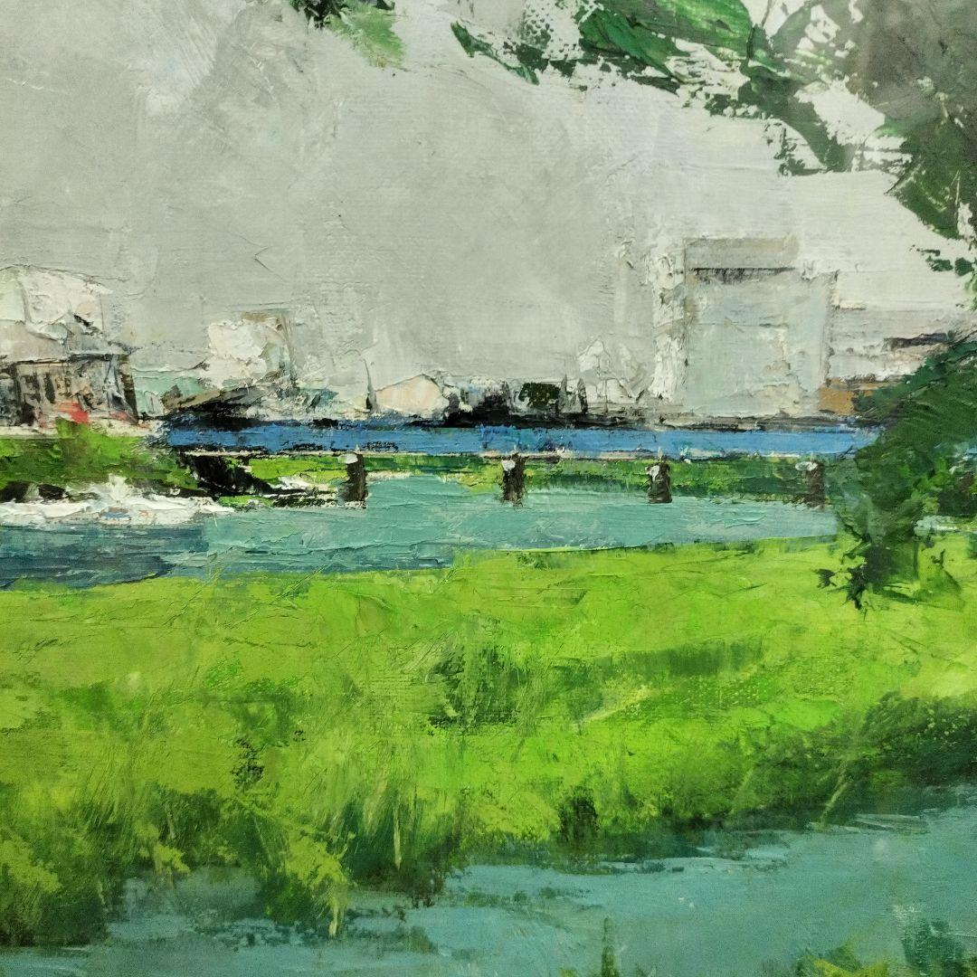 五十畑勝吉　羽咋川　油絵　油彩画