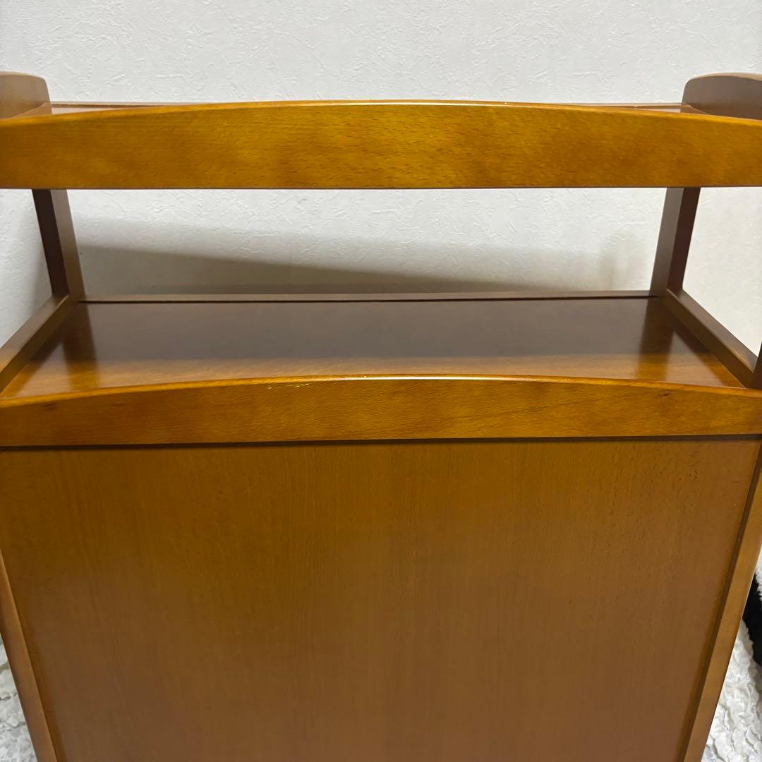 希少　オールドカリモク　ラタン　電話台　FAX台　キャビネット