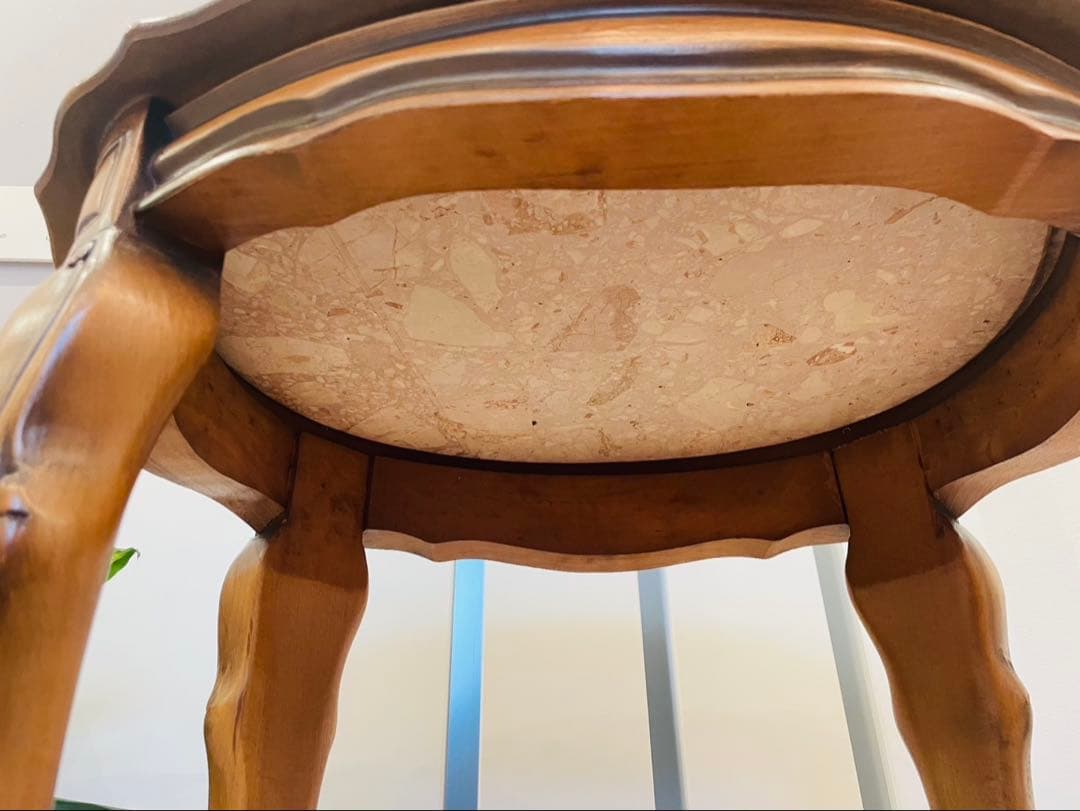 送料込み　大理石 猫脚 コンソール アンティーク 木製 彫刻 天板 テーブル