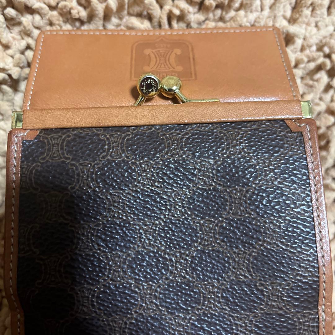 専用オールドセリーヌ　がま口三つ折り財布　ブラウン　マカダム　PVC コンパクト