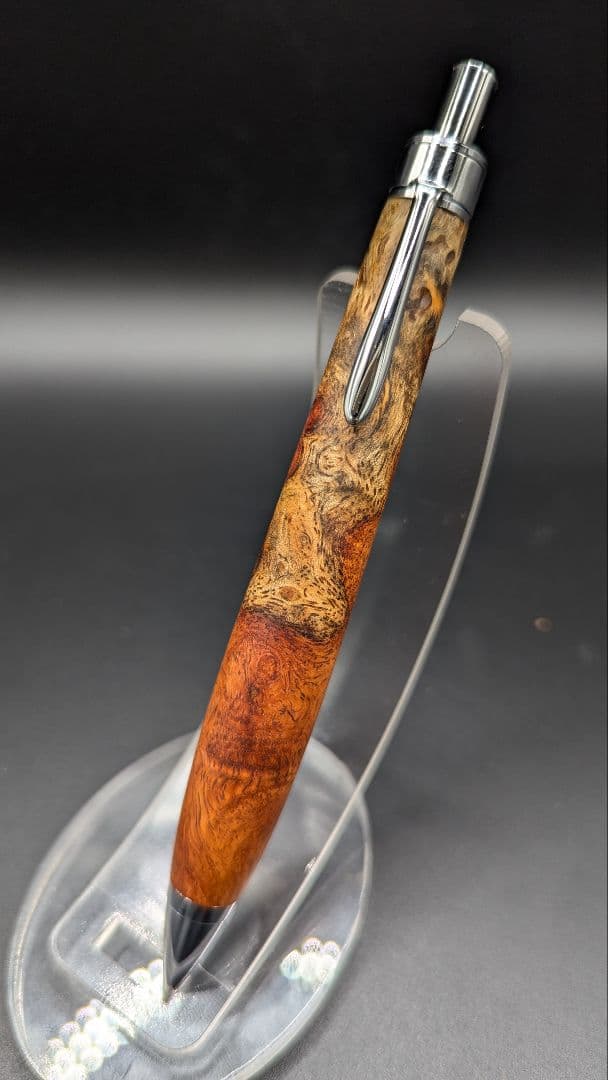 239ペン工房翌檜　花梨　源平　紅白　瘤杢　木軸シャーペン　木軸ボールペン