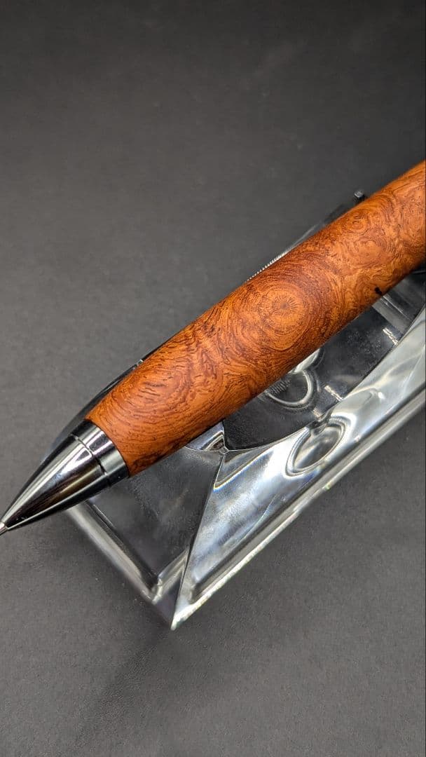 239ペン工房翌檜　花梨　源平　紅白　瘤杢　木軸シャーペン　木軸ボールペン