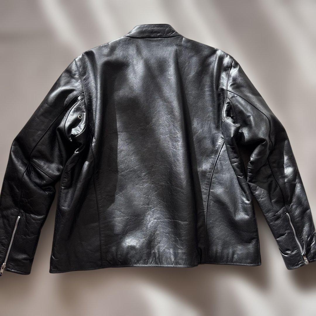 【ビックサイズ】美品　フリーダム　シングルライダースXL 黒　水牛革　ノーカラー