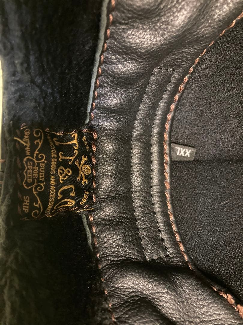tt&co　旧型　リブジョッキー　本革イヤーマフ 刻印リベット　ハーレー