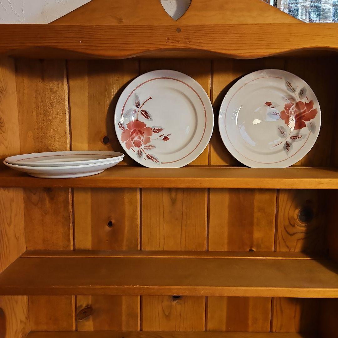 ローズ柄プレート 4枚セット ムーラン・デ・ルー製　フランス蚤の市　美品