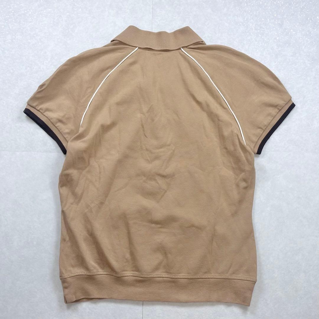 【美品】CELINE ロゴ刺繍 ポロシャツ キャメル サイズL