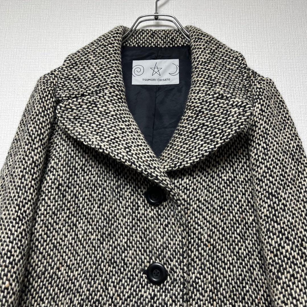 イッセイミヤケ期✨ ツモリチサト ツイードロングチェスターコート 女優襟 M