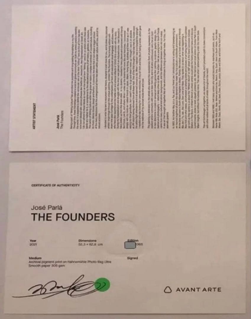 Jose Parla （ホセ・パルラ）本人サイン 版画 The Founders