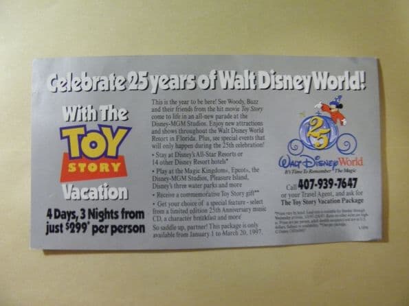 ディズニーワールド 25周年記念 チラシ トイストーリー