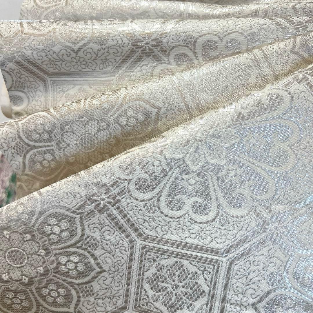 475 振袖フルセット 正絹 オフホワイト 薄紫 金彩 手描き 比翼仕立て 上品