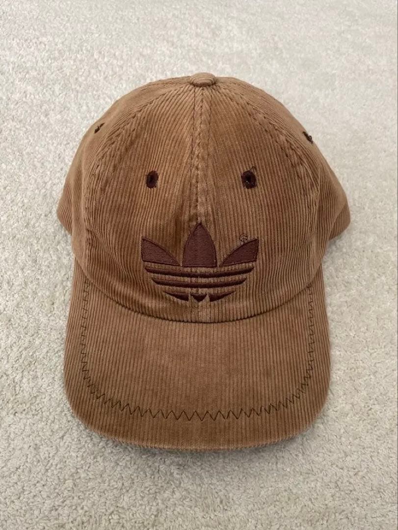 【80s vintage】adidas トレフォイルロゴ コーデュロイキャップ