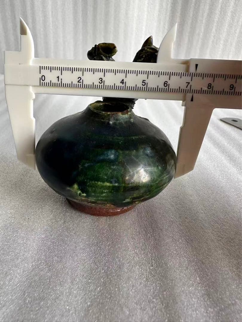 古織部焼 鶏の形 古美術 工芸品 花器 高さ約8.5cm 花瓶 一輪挿し 花入