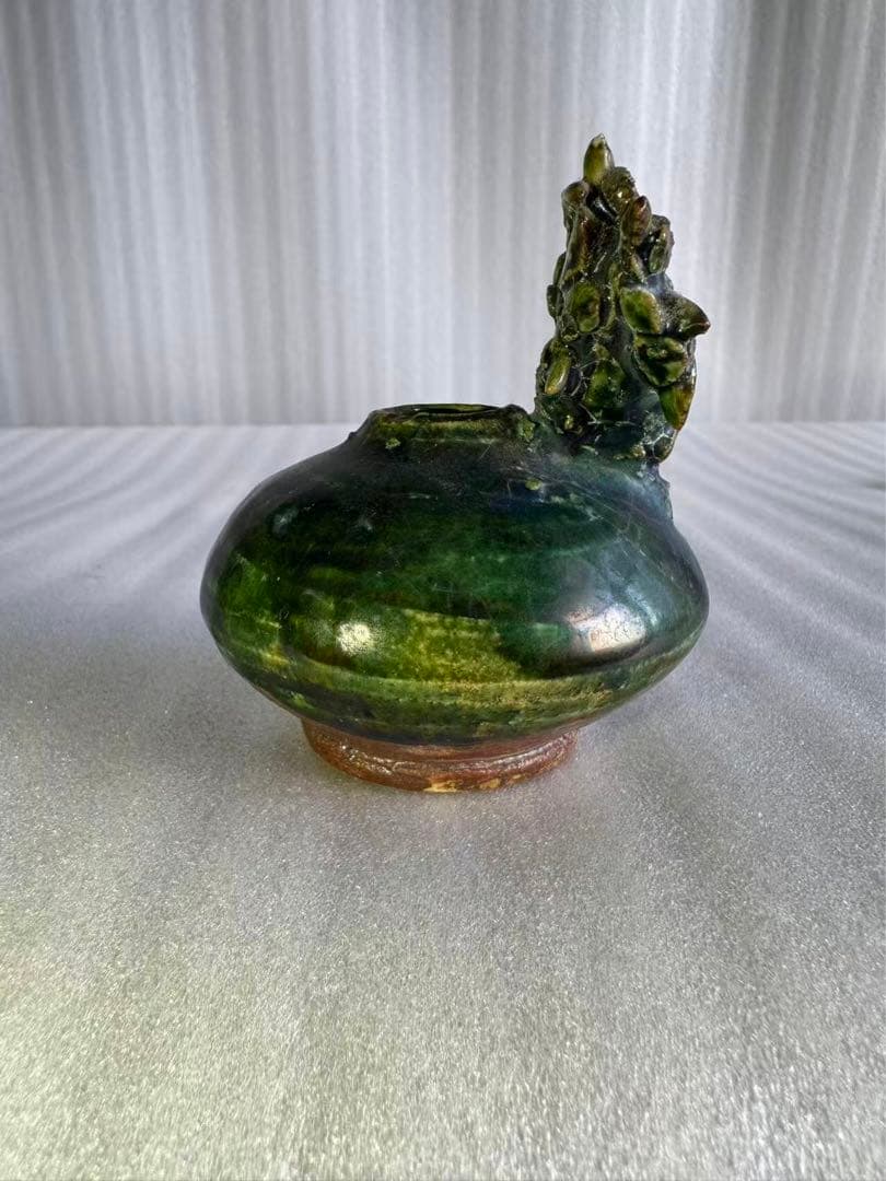 古織部焼 鶏の形 古美術 工芸品 花器 高さ約8.5cm 花瓶 一輪挿し 花入