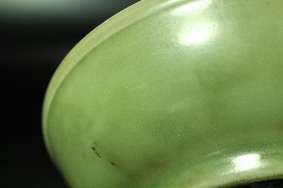 中国美術 青磁 鹿福紋 皿 φ19.5cm(K-A827)