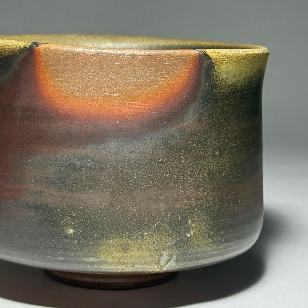 ◆ 【徳田陶春】作 備前茶碗 四方桟共箱 共布 栞 茶道具 未使用品 本物保証◆