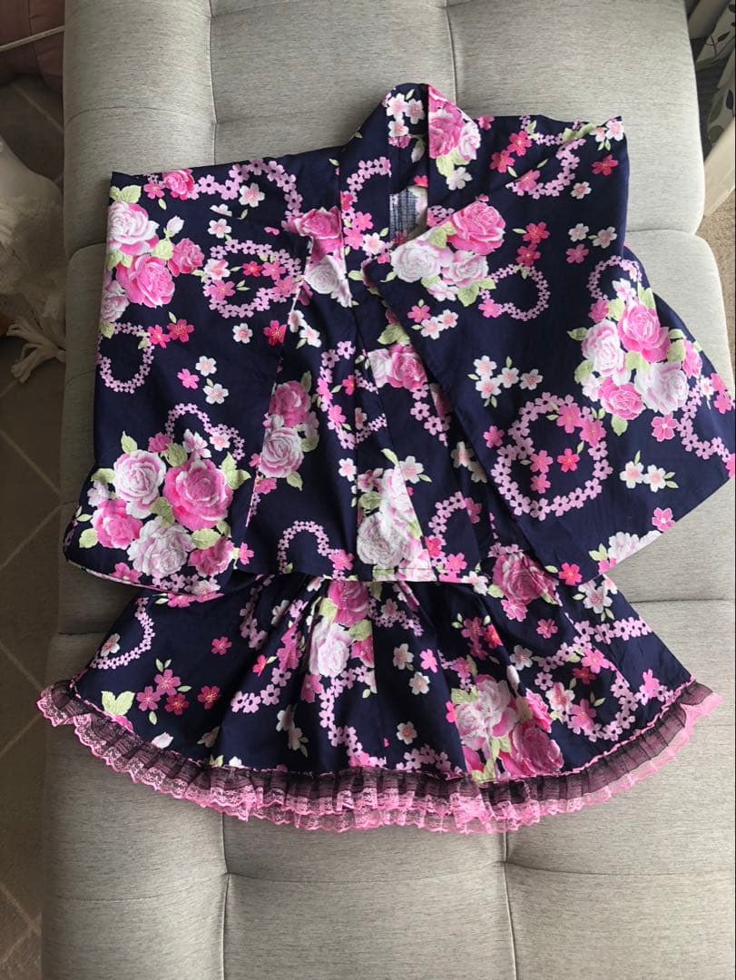 浴衣ドレス(花柄ラメ入り) 地雷、y2k、姫ギャル