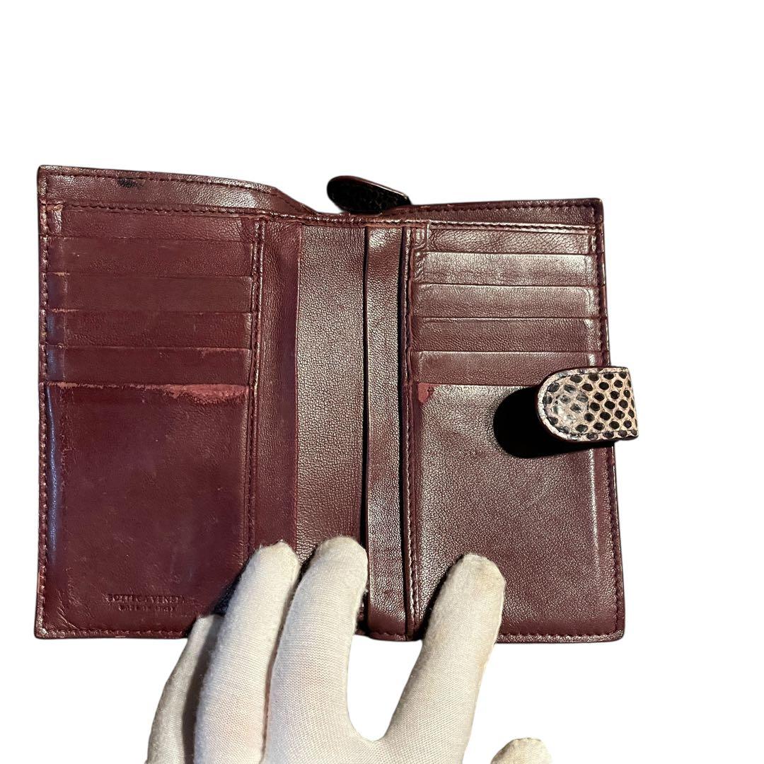 美品級 BOTTEGA VENETA ボッテガヴェネタ 本物パイソン 長財布