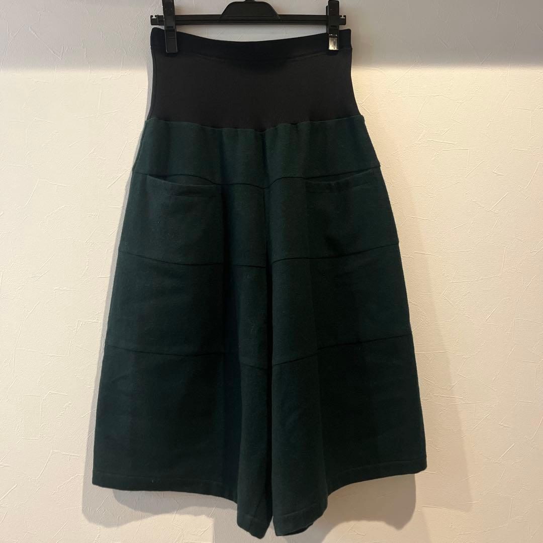 クレッシェントドュオ　　ダークグリーン ハイウエスト ガウチョパンツ