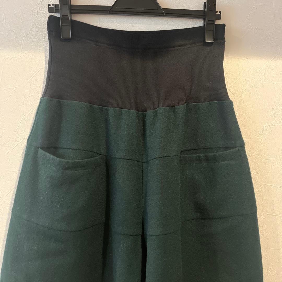 クレッシェントドュオ　　ダークグリーン ハイウエスト ガウチョパンツ