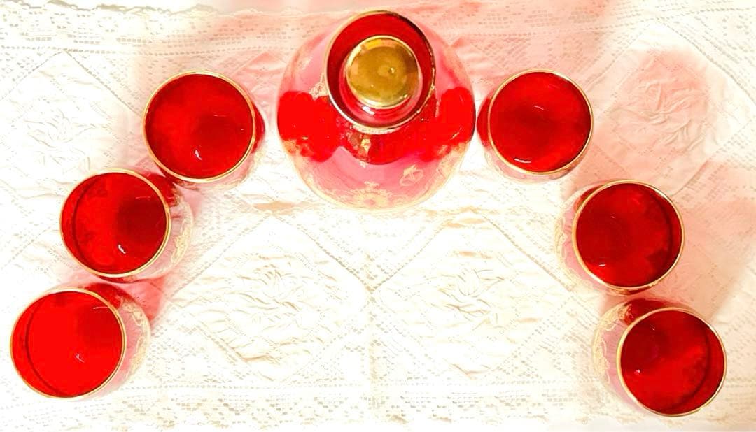 ベネチアングラス　金彩　デキャンター　グラス6個　セット