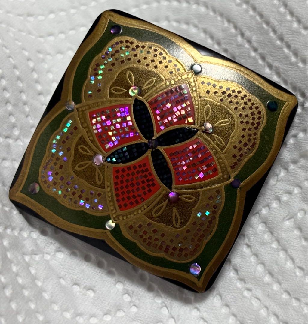 鼈甲　ブローチ　螺鈿　金蒔絵　久光　在銘　作家　和風　アンティーク