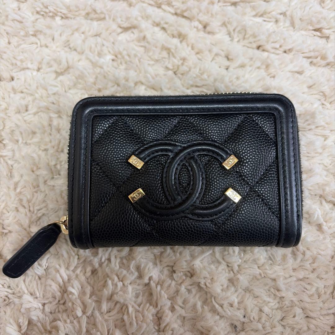 CHANEL シャネル ジップパース CCフィリグリー キャビアスキン
