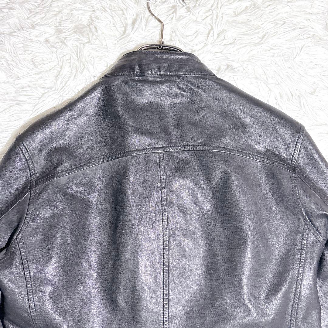 【SHIPS JET BLUE】ゴートレザー ライダース ジャケット M 山羊革