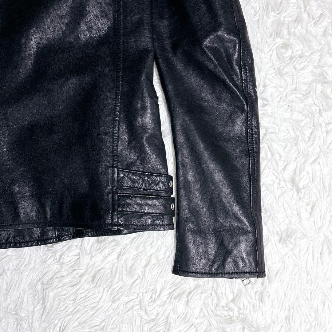 【SHIPS JET BLUE】ゴートレザー ライダース ジャケット M 山羊革