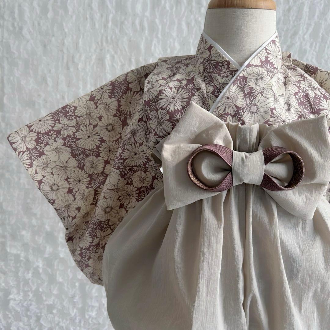 ハンドメイド ベビー袴 高級 くすみカラー 豪華 お食い初め 初節句