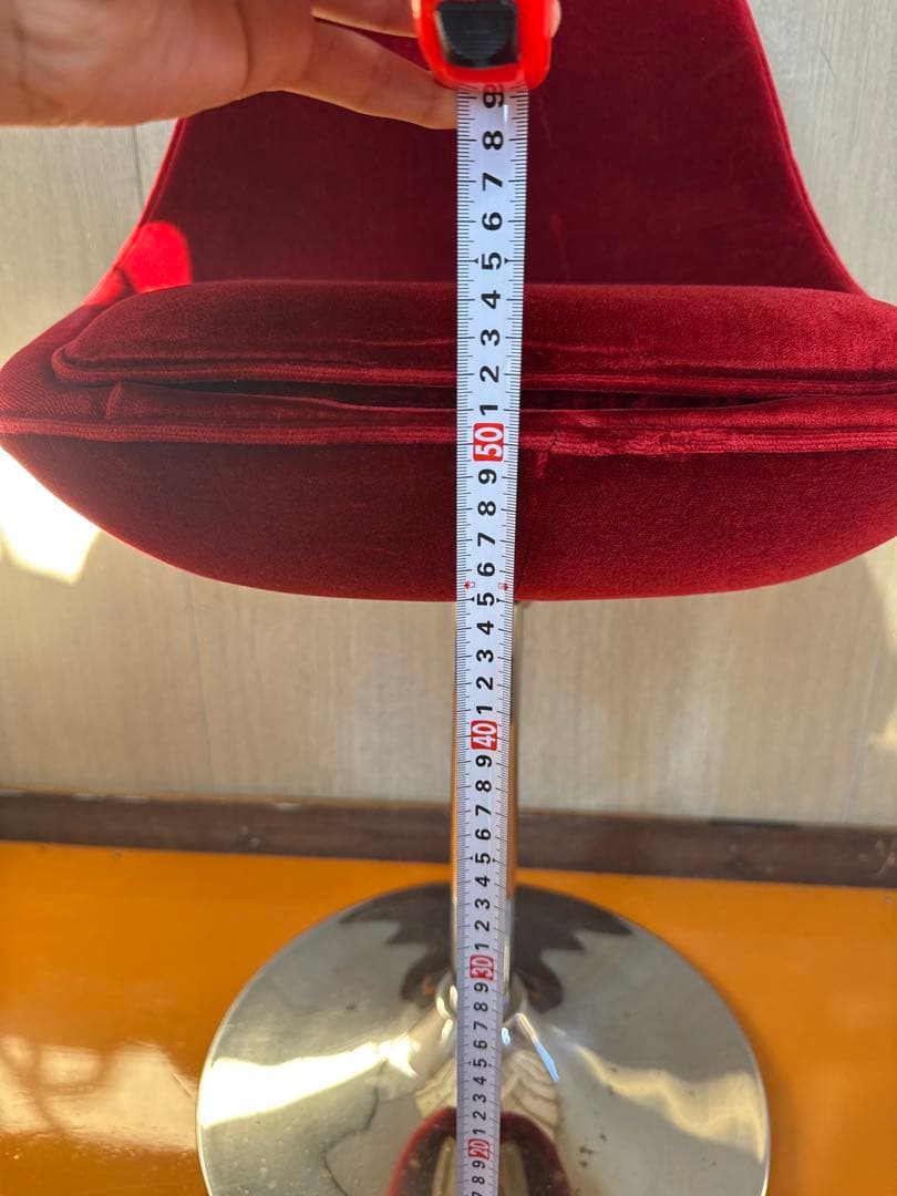 【専用②】赤ベルベット カウンターチェア 2脚セット おしゃれ 固定式