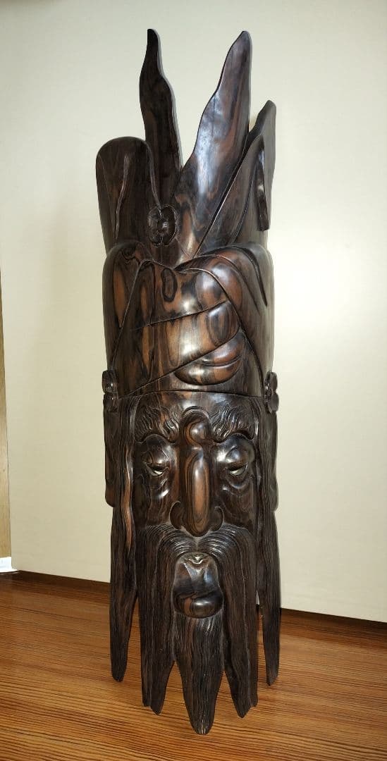 木製彫刻 アートオブジェクト 仮面 アンティーク 王 神