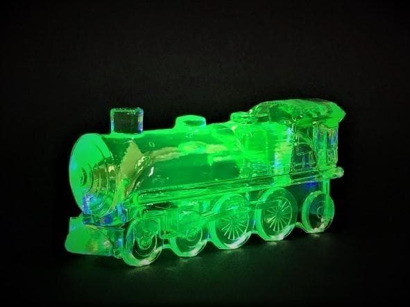 レトロ　ウランガラス　SL蒸気機関車　キャンディーポット　ミニチュア玩具　金平糖