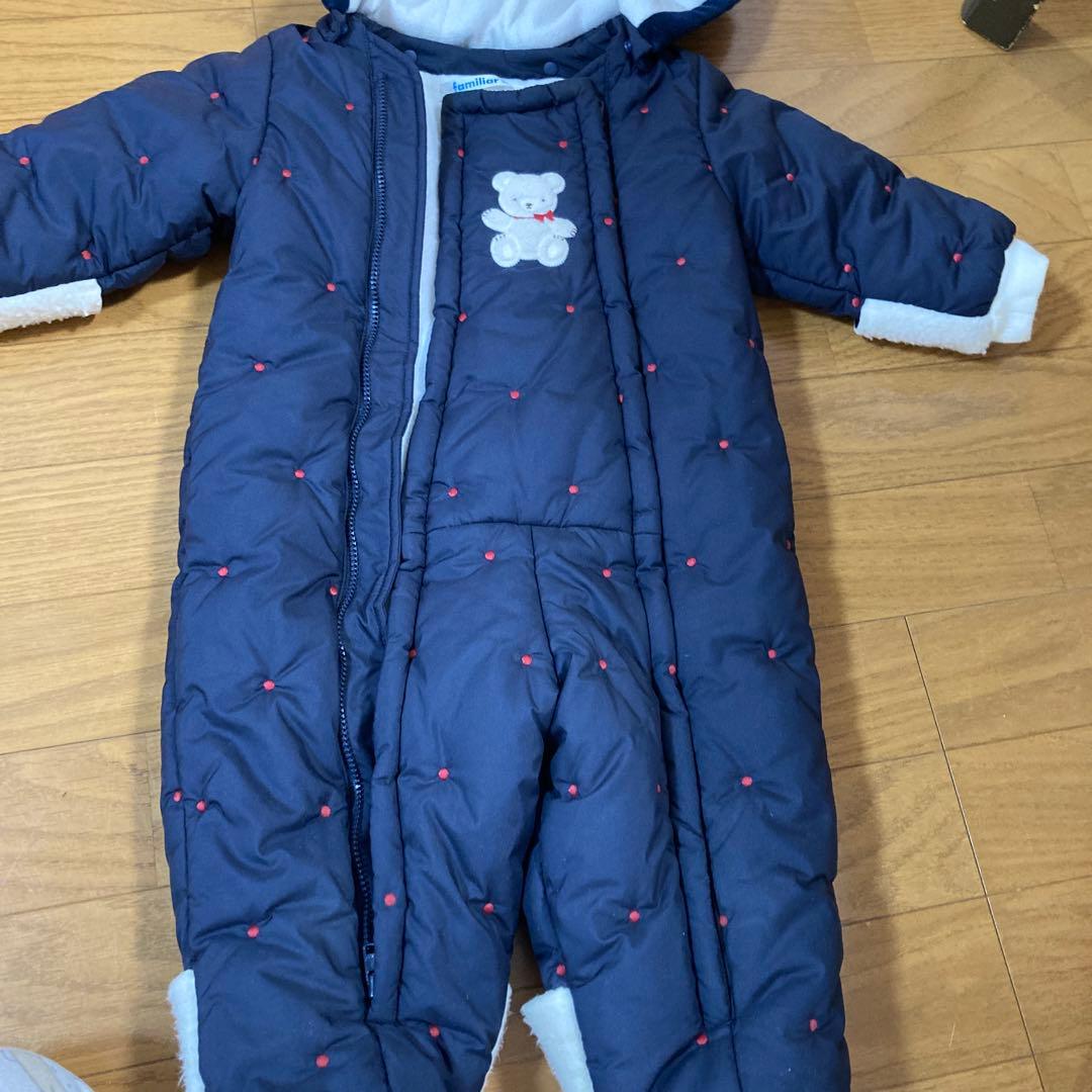 familiar つなぎネイビー アウター(80)男女兼用