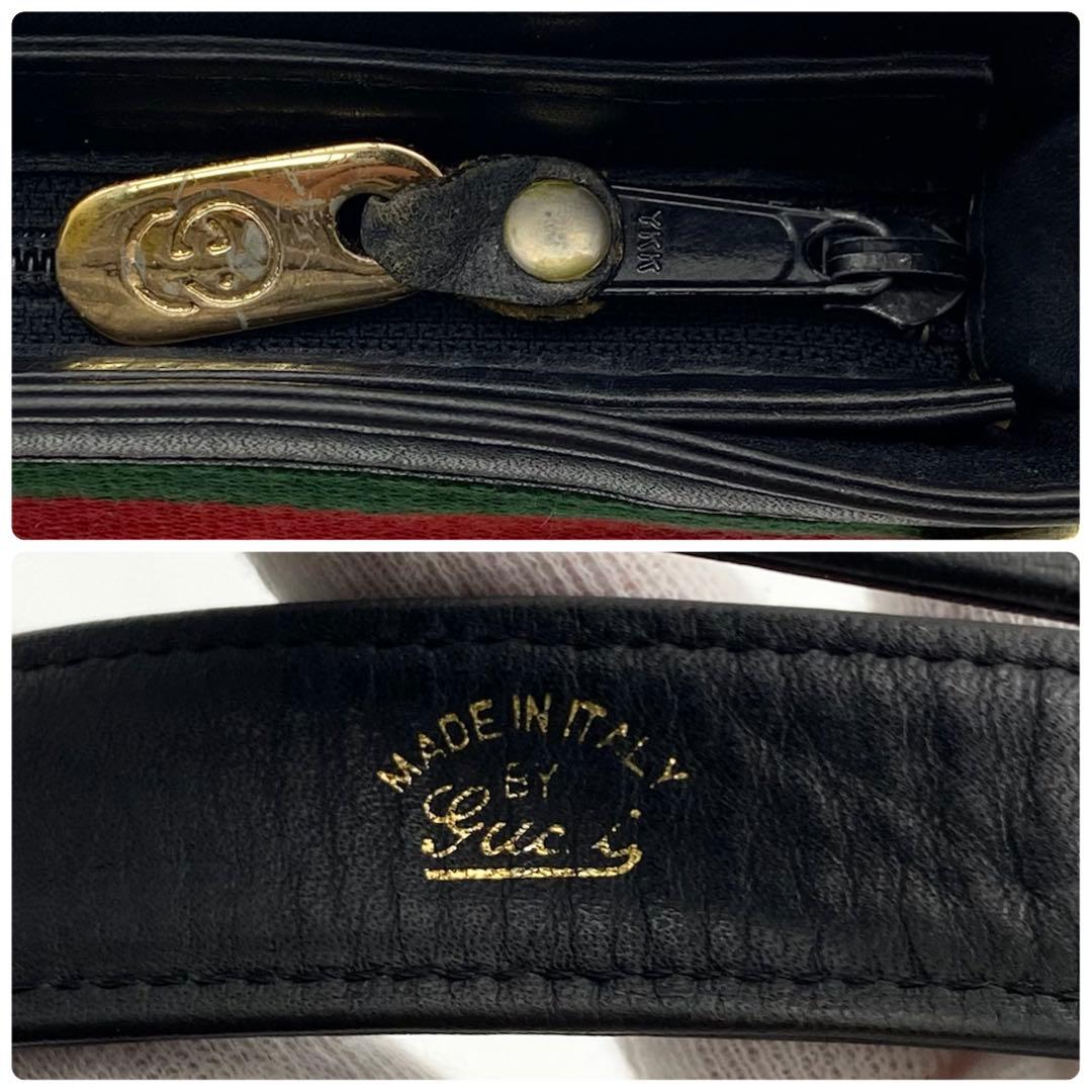 GUCCI ワンショルダーバッグ　シェリーライン　ブラック　レザー　ゴールド金具