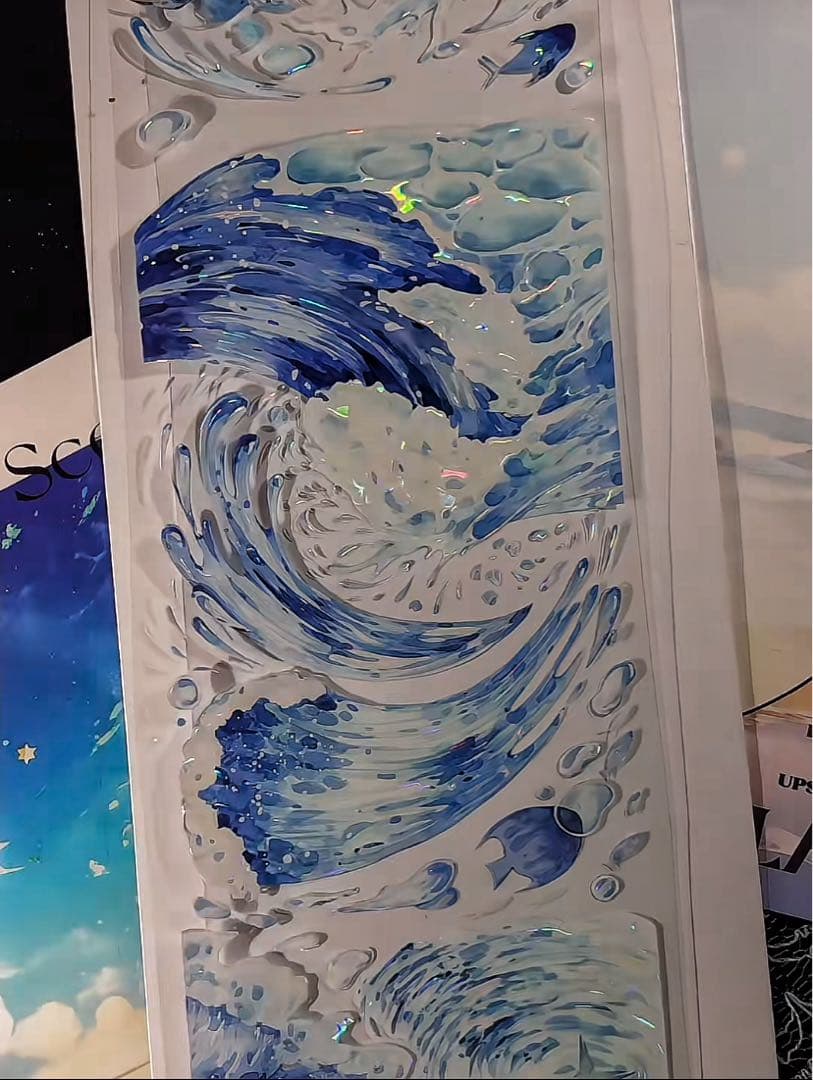 【8575】海外　マステ　3/5/巻売り　貝殻光マスキングテープ　海　波